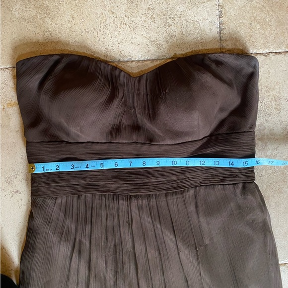 Jenny Yoo Collection 100% Silk Chiffon Brown Bridesmaid Formal Gown 12 - Picture 5 of 13